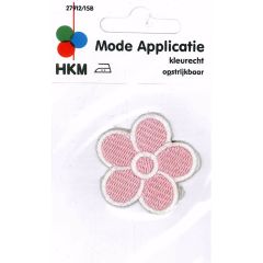 Applikation Blume rosa mit weißem Rand - 5Stk
