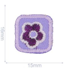 Applikation Blume lila in kleinem Viereck 15x16mm - 5Stk