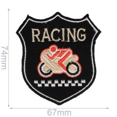 Applikation Wappen Racing schwarz - 5 Stück