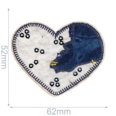 Applikation Herz mit Pailletten aus Jeans blau-weiß - 5 Stk.
