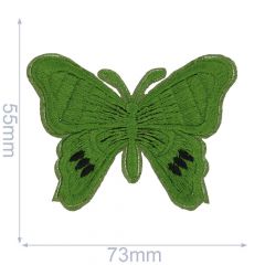 Applikation Schmetterling dunkelgrün - 5 Stück