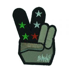 HKM Applikation Peace Hand mit grünen Sternen - 5Stk