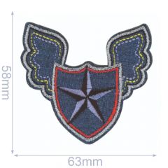 HKM Applikation Stern im Wappen Flügel 63x58mm - 5Stk