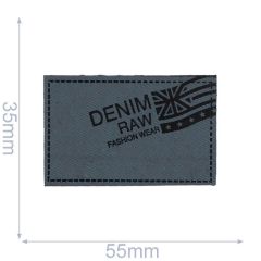 Kunstleder Label Denim Raw 55x35mm - 5Stk - 01