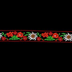 Band schwarz mit Blumen - 25m